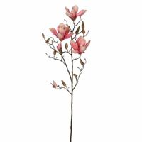 Mica Decorations Kunstbloem - magnolia beverboom - roze - 80 cm - kunsttak