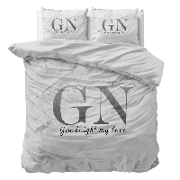 Dekbedovertrek Goodnight Zilver Tekst 200x200 Cm Anti Allergie & Anti Huisstofmijt & Gezien Op TV Sleeptime Essentials - Dekbed-Discounter.nl