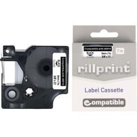 Rillprint compatible D1 tape voor Dymo 40910, 9 mm, zwart op transparant