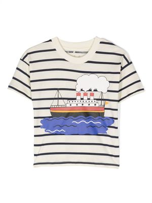 Mini Rodini t-shirt rayé à imprimé graphique - Bleu