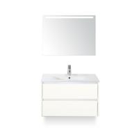 Dante Badmeubelset 80 cm - Wit Hoogglans - Keramische Wastafel Wit Enjoy - met Sence Spiegel