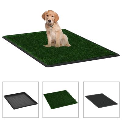 VidaXL Huisdierentoilet met bak en kunstgras 64x51x3 cm groen