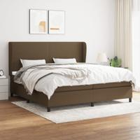 Boxspring met matras stof donkerbruin 200x200 cm