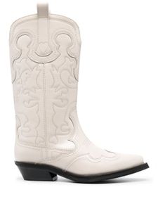 GANNI bottes d'inspiration western à broderies - Blanc