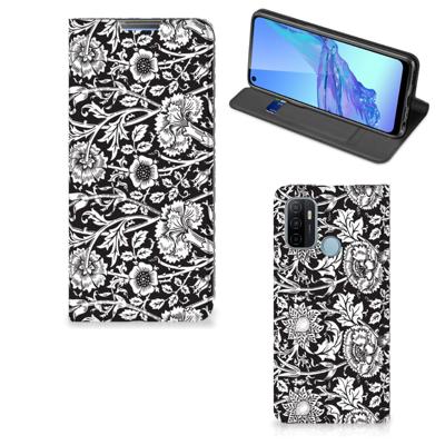 OPPO A53 | A53s Smart Cover Black Flowers OPPO A53 | A53s Smart Cover Black Flowers
