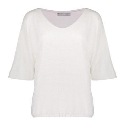 Geisha Pullover V-neck 3/4 Sl 54050-70 Trui Korte Mouw 721 Light Sand/silver