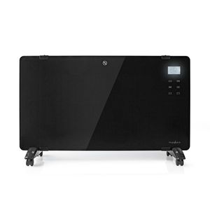 Nedis HTPL20FBK Glazen Paneel Convectorkachel Thermostaat Lcd-scherm 2 Warmtestanden Staand / Wandmontage 2000 W Zwart