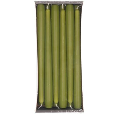 Enlightening Candles Dinerkaarsen - 12x stuks - olijfgroen - 8 branduren - 25 cm - kandelaar kaarsen