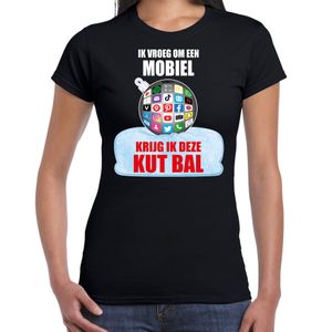 Zwart Kerstshirt / Kerstkleding Ik vroeg om een mobiel krijg ik deze kut bal voor dames met social media kerstbal 2XL  -