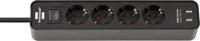 Brennenstuhl ecolor stekkerdoos 4-voudig met 2 USB-laadbussen (stekkerdoos USB met schakelaar en 1,5 m kabel) - 1153240006