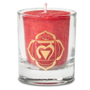 Votief geurkaars in glas - 1e Chakra in Geschenkdoos