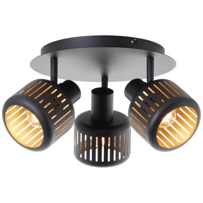 Brilliant 3-lichts plafondlampTyas zwart met goud - 99944/86