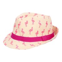 Boland Verkleed hoedje voor Tropical Hawaii party - Roze flamingo print - volwassenen - Carnaval   -