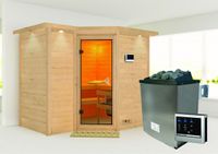 Karibu | Sahib 2 Sauna met Dakkraag | Bronzeglas Deur | Kachel 9 kW Externe Bediening - thumbnail