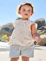 Blouse met korte mouwen voor babymeisjes ecru