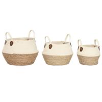 Decoratieve Doos Home ESPRIT Crème Natuurlijk Natuurlijke Vezel (3 Onderdelen)