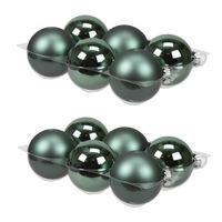 12x stuks glazen kerstballen emerald groen (greenlake) 8 cm mat/glans - Kerstbal - thumbnail