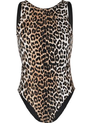 GANNI maillot de bain à imprimé léopard - Noir