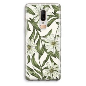 Wit bloemenpatroon: OnePlus 6 Transparant Hoesje