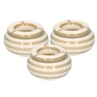 3x stuks beige met creme gestreepte asbakken 11 cm