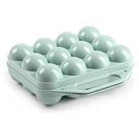 Eierdoos - koelkast organizer eierhouder - 12 eieren - mint groen - kunststof - 20 x 19 cm - Vershoudbakjes