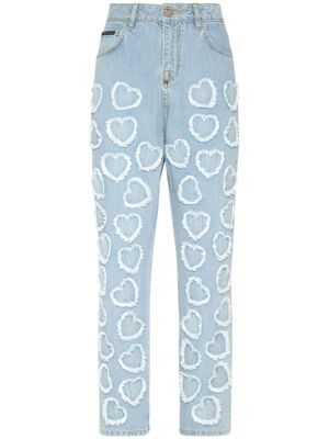 Philipp Plein jean cigarette à patch logo - Bleu
