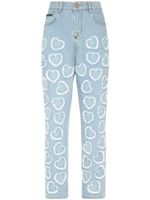 Philipp Plein logo-patch cotton tapered jeans - Bleu