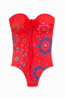 Badpak met gebloemde mandala-print - RED - M
