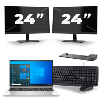HP EliteBook 850 G8 - Intel Core i5-11e Generatie - 15 inch - 16GB RAM - 256GB SSD - Windows 11 + 2x 24 inch Monitor
