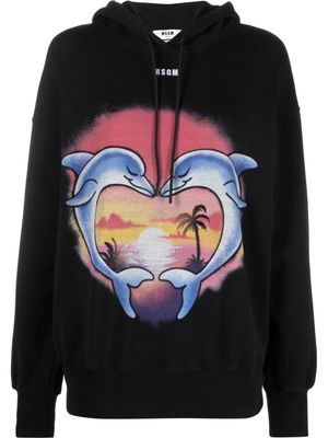 MSGM hoodie à imprimé graphique - Noir