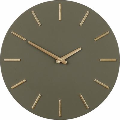 Wandklok - donker groen - D36 cm - aluminium - muur klok - rond