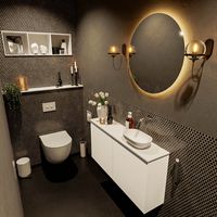 MONDIAZ FOWY toiletmeubel 100cm kleur talc. Waskom positie rechts kleur talc | talc. Zonder kraangat