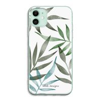 Tropical watercolor leaves: iPhone 11 Transparant Hoesje