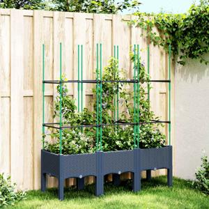 VidaXL Plantenbak met latwerk 120x40x142,5 cm polypropeen grijs