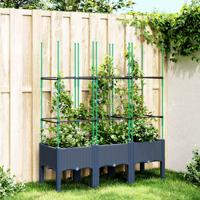 VidaXL Plantenbak met latwerk 120x40x142,5 cm polypropeen grijs