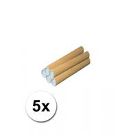 Poster koker van karton - 5x - 330 x 40 mm - Bruin - Verzendkokers - Voor A4 formaat papier