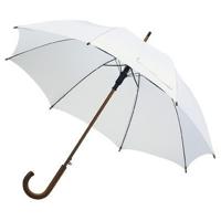 Grote paraplu met houten handvat - 1x - wit scherm - dia 103 cm - volwassenen - polyester