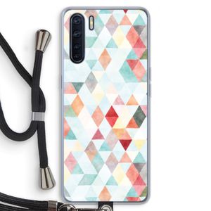 Gekleurde driehoekjes pastel: Oppo A91 Transparant Hoesje met koord