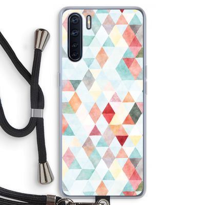 Gekleurde driehoekjes pastel: Oppo A91 Transparant Hoesje met koord