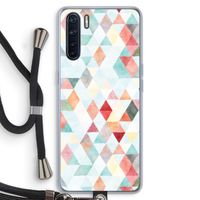 Gekleurde driehoekjes pastel: Oppo A91 Transparant Hoesje met koord