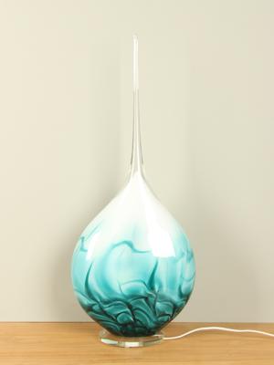 Glaskunst Schemerlamp zeegroen met rechte punt