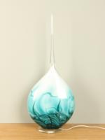 Glaskunst Schemerlamp zeegroen met rechte punt