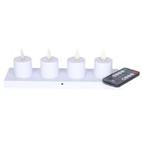 LED theelichtjes - 4x st - oplaadbaar - wit - H6 cm - met oplaadstation en afstandsbediening