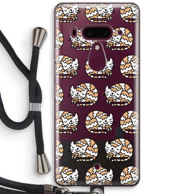 Slapende poes: HTC U12+ Transparant Hoesje met koord