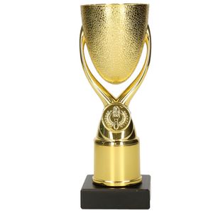 Luxe trofee/prijs beker - goud - kunststof - 18,5 x 6,8 cmÂ - sportprijs   -