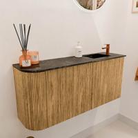 Toiletmeubel Mondiaz Joya Dlux | 91.6 cm | Meubelkleur Oak | Faye wastafel Lava Wasbak Rechts | 1 kraangat