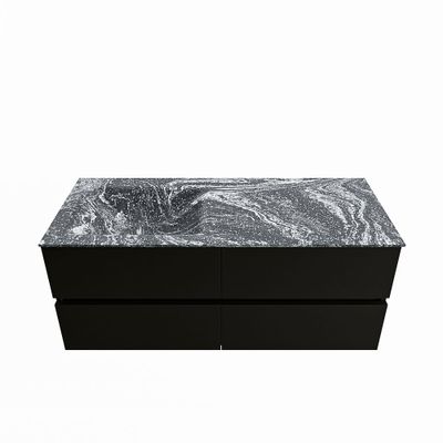 MONDIAZ VICA-DLUX 120cm badmeubel onderkast Urban 4 lades. Inbouw wastafel CLOUD links zonder kraangat, kleur Lava.