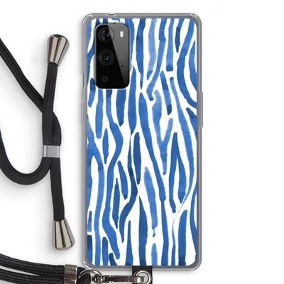 Blauwe nerven: OnePlus 9 Pro Transparant Hoesje met koord