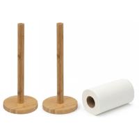 Five keukenrolhouder - 2x - naturel - 12,5 x 32 cm - bamboe hout - Keukenpapier houder - thumbnail