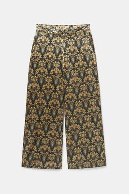 Broek met print en elastische tailleband - GREEN - XL